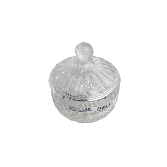 Imagem POTICHE DECORATIVO EM VIDRO COM TAMPA 15X15 CM - GRILLO 59394
