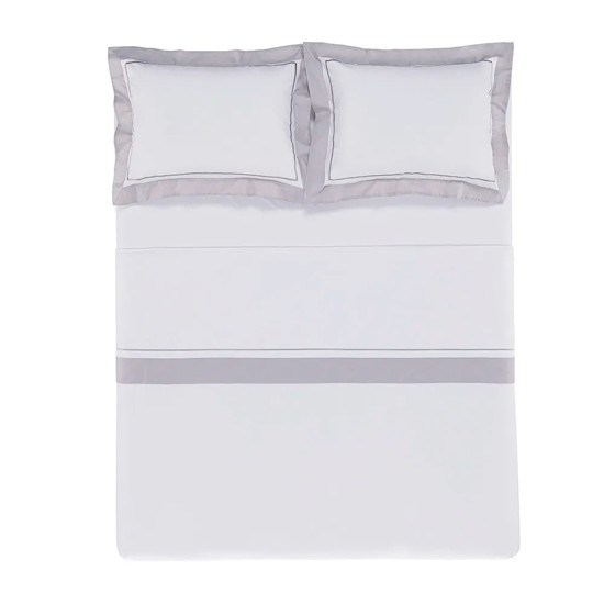 Imagem JOGO DE CAMA KING FIESOLE EM ALGODÃO BRANCO GELO 280X260 CM - TRUSSARDI