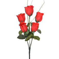 Imagem de BUQUÊ DECORATIVO DE BOTÕES DE ROSA VERMELHO EM PLÁSTICO MOLDÁVEL E CETIM - GRILLO - Grillo Ltda