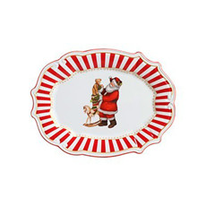 Imagem de TRAVESSA PEQUENA CHRISTMAS CHARM EM CERÂMICA COR BRANCO E VERMELHO 36X28X2CM - SCALLA  - Scalla Ceramica Artistica Ltda-Epp