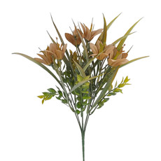 Imagem de BUQUÊ DECORATIVO PERMANENTE LÍRIO MARROM EM PLÁSTICO MOLDÁVEL 38X16 CM - GRILLO - Grillo Ltda