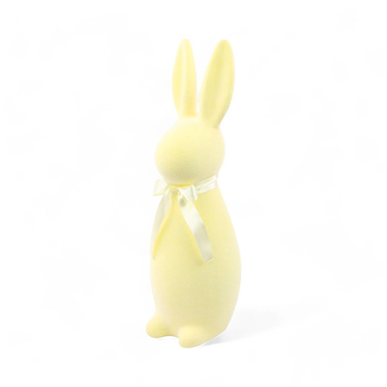Imagem COELHO DE PÁSCOA AMARELO COM LAÇO DECORATIVO EM ISOPOR FLOCADO 40X13X12 CM - CROMUS