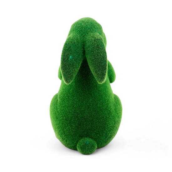 Imagem COELHO COM OVO REVESTIDO EM GRAMA VERDE VELUDA PERMANENTE 37X28X22 CM - CROMUS