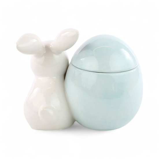 Imagem COELHO COM OVO DA PÁSCOA POTE COLORIDO EM DOLOMITE 13X16X11 CM - CROMUS