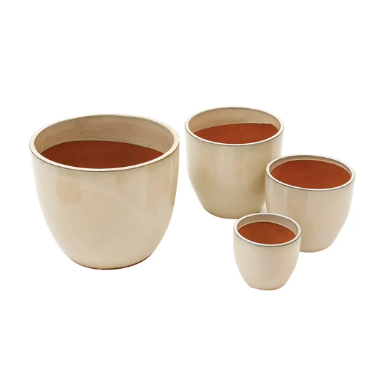Imagem CONJUNTO 4 VASOS VIETNAMITAS EM CERÂMICA BEGE 21X19X21 - CROSS