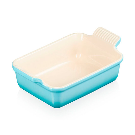 Imagem TRAVESSA RETANGULAR HERITAGE AZUL CARIBE EM CERÂMICA 39X25X9CM - LE CREUSET
