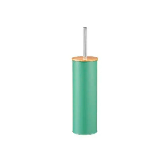 Imagem ESCOVA SANITÁRIA COM SUPORTE EM METAL VERDE E TAMPA EM BAMBÚ - PARAMOUNT IND