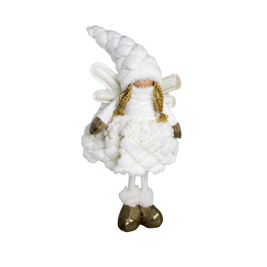 Imagem BONECA FADINHA NATALINA DECOR EM POLIÉSTER BRANCO E DOURADO 38X15 CM GRILLO 58743
