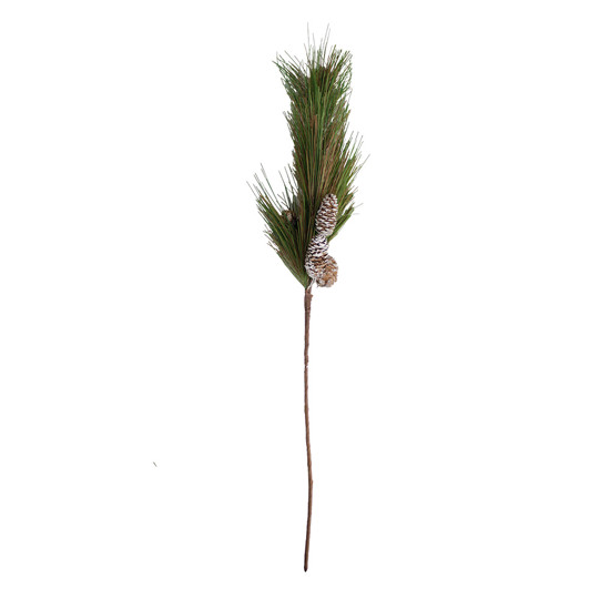 Imagem HASTE DE PINHAS MARROM E FOLHAGEM VERDE EM PLÁSTICO MOLDÁVEL 70X15 CM - GRILLO