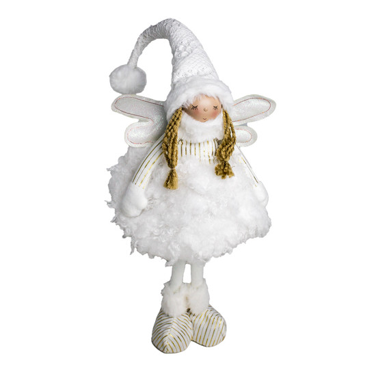 Imagem BONECA FADINHA NATALINA DECOR EM POLIÉSTER BRANCO E DOURADO 34X18 CM GRILLO 58744