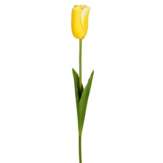 Imagem HASTE DECORATIVA DE TULIPA AMARELA EM PLÁSTICO E TECIDO MOLDÁVEL 51X5 CM - GRILLO