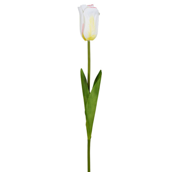 Imagem HASTE DECORATIVA DE TULIPA CREME EM PLÁSTICO E TECIDO MOLDÁVEL 51X5 CM - GRILLO