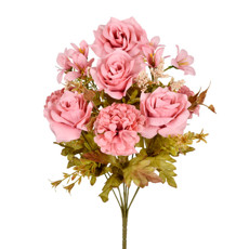 Imagem de BUQUÊ MISTO DECORATIVO DE CRISÂNTEMO ROSA OUTONO EM PLÁSTICO MOLDÁVEL - GRILLO - Grillo Ltda