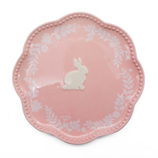 Imagem de PRATO PARA SOBREMESA DECORATIVO DE PÁSCOA EM PORCELANA ROSA 22X22 CM - TOK DA CASA - Cromus Embalagens Ind. E Com. Ltda