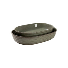 Imagem de CONJUNTO DE TRAVESSAS OVAL EM CERÂMICA VERDE 2 PEÇAS - CROSS - Cross Comercial Ltda