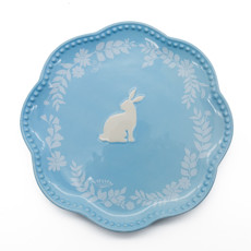 Imagem de PRATO AZUL E BRANCO PARA SOBREMESA DECORATIVO DE PÁSCOA EM PORCELANA - TOK DA CASA - Cromus Embalagens Ind. E Com. Ltda