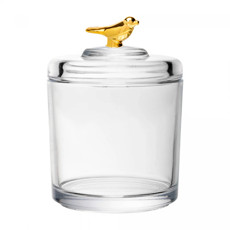 Imagem de POTE EM CRISTAL ECOLÓGICO COM TAMPA GOLDEN BIRD 12X8 CM - WOLFF - Rojemac Impotacao E Exportacao Ltda