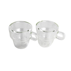 Imagem de CONJUNTO 2 XÍCARAS EMPILHÁVEIS PARA CAFÉ EM VIDRO PAREDE DUPLA 90ML - WOLFF - Rojemac Impotacao E Exportacao Ltda