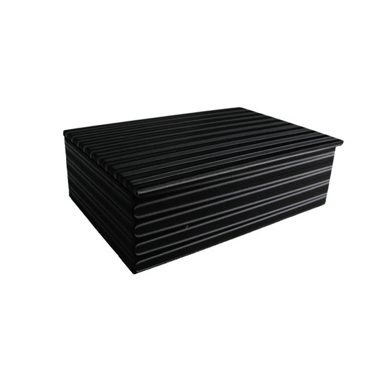 Imagem CAIXA DECORATIVA RETANGULAR EM MDF PRETA COM LISTRAS 3D 6X19X13 CM - ENTRECASA