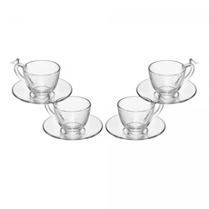 Imagem de CONJUNTO BIRD 4 XÍCARAS 80ML EM CRISTAL ECOLÓGICO COM PIRES 5X10X7CM - WOLFF - Rojemac Impotacao E Exportacao Ltda