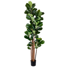 Imagem de PLANTA DECORATIVA FICUS LIRATA FOLHAS VERDE EM PLÁSTICO 210X60 CM - GRILLO - Grillo Ltda