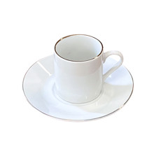 Imagem de CONJUNTO 4 XÍCARAS BRANCA BORDA DOURADA COM PIRES EM PORCELANA 90ML - HAÜSKRAFT - Etilux Industria E Comercio Ltda