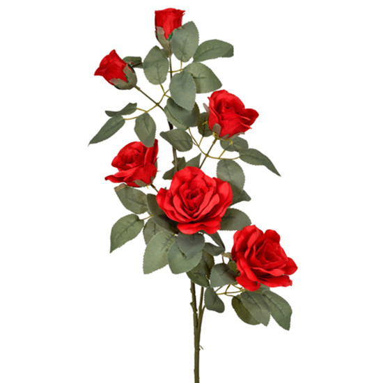 Imagem HASTE DECORATIVA DE ROSAS EM PLÁSTICO MOLDÁVEL VERMELHO OUTONO 94X20CM - GRILLO