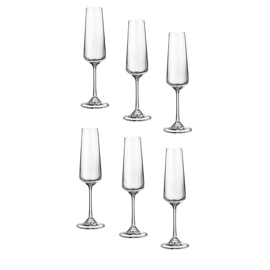 Imagem CONJUNTO CORVUS 6 TAÇAS 160ML PARA CHAMPANHE EM CRISTAL 24X7X7CM - CRYSTAL BOHEMIA
