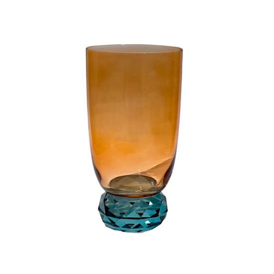 Imagem TAÇA DE VIDRO 460ML AMBAR COM BASE AZUL 15X6X6CM - RIBEIRO E PAVANI