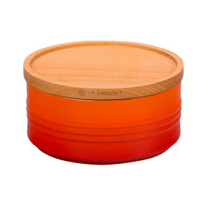 Imagem de POTE LARANJA EM CERÂMICA 420ML COM TAMPA DE MADEIRA 6X13,8X13,8CM - LE CREUSET - Le Creuset Do Brasil 
