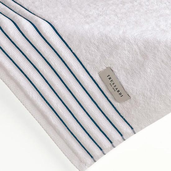 Imagem TOALHA DE ROSTO PALLADIO BRANCO E ADRIÁTICO EM ALGODÃO 80X48CM - TRUSSARDI