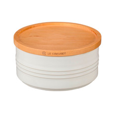 Imagem de POTE BRANCO EM CERÂMICA 420ML COM TAMPA DE MADEIRA 6X13,8X13,8CM - LE CREUSET - Le Creuset Do Brasil 