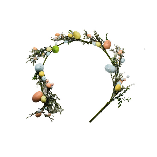 Imagem FESTÃO COLORIDO EM PLÁSTICO E ARAME DE PÁSCOA COM OVOS E FOLHAS VERDES - TOK DA CASA