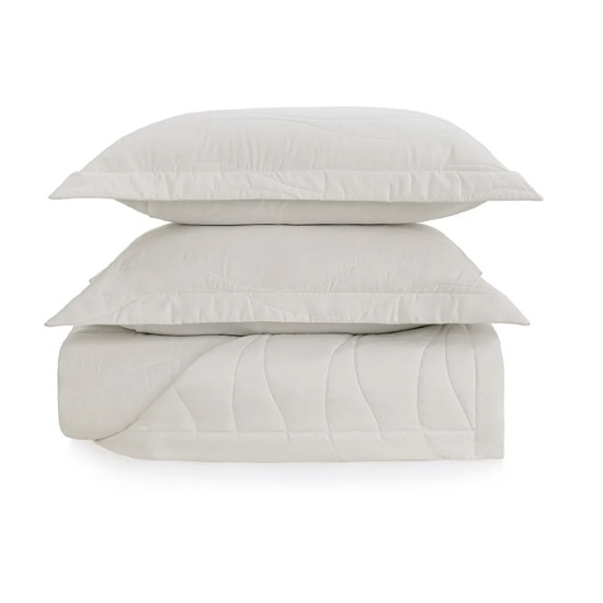 Imagem COLCHA COM PORTA TRAVESSEIROS QUEEN 100% ALGODÃO EGÍPCIO NOVARA BRANCO - TRUSSARDI