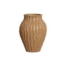 Imagem de VASO DECORATIVO ESTRIADO EM CERÂMICA BEGE FOSCO 32,5X23,5CM - CERÂMICA MAZZOTTI - Ceramica Artistica Mazzotti Ltda