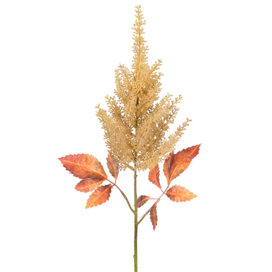 Imagem HASTE DECORATIVA DE ASTILBE AMARELO OUTONO EM PLÁSTICO MOLDÁVEL 70X25CM - GRILLO