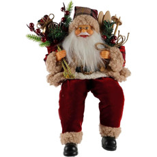 Imagem de PAPAI NOEL SENTADO COM SACO E ESQUI DECORATIVO 30X22X15CM - MAGIZI - Yangzi Brasil Corporation S A 