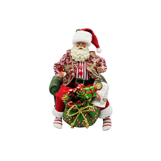 Imagem PAPAI NOEL DECORATIVO SENTADO NO SOFÁ COM SACO DE PRESENTES - MAGIZI