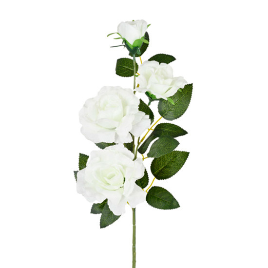 Imagem HASTE DECORATIVA DE ROSAS SILVESTRES CREME EM PLÁSTICO MOLDÁVEL 63X17CM - GRILLO