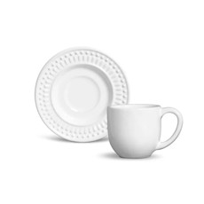 Imagem de XÍCARA DE CAFÉ COM PIRES ROMA BRANCO 72ML - PORTO BRASIL CERÂMICA - Porto Brasil Ceramica Ltda