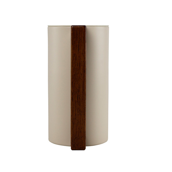 Imagem GARRAFA TÉRMICA EM INOX 1L BRUSQUE BEGE COM ALÇA EM MADEIRA 21X17X11CM - TUUT