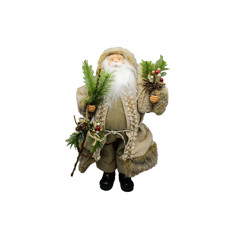 Imagem de PAPAI NOEL DECORATIVO BEGE COM CAJADO GUIRLANDA E PRESENTES  46X25X15CM - MAGIZI - Yangzi Brasil Corporation S A 