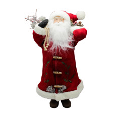 Imagem de PAPAI NOEL DECORATIVO COM CASACO VERMELHO COM DETALHES BORDADOS 48X27X17CM MAGIZI - Yangzi Brasil Corporation S A 