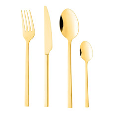 Imagem de FAQUEIRO FIRENZE 24 PEÇAS EM AÇO INOX DOURADO 28X17X8CM - WOLFF - Rojemac Impotacao E Exportacao Ltda