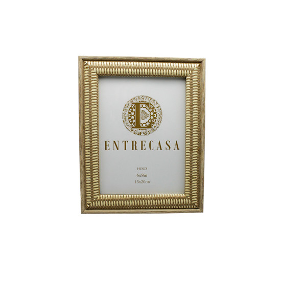 Imagem PORTA-RETRATO DECORATIVO EM MDF COM BORDA TEXTURA PALHA 27X22X2CM - ENTRECASA