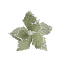 Imagem de POINSÉTIA DECORATIVA COR VERDE COM BRANCO 20CM CABO CURTO - CROMUS  - Cromus Embalagens Ind. E Com. Ltda