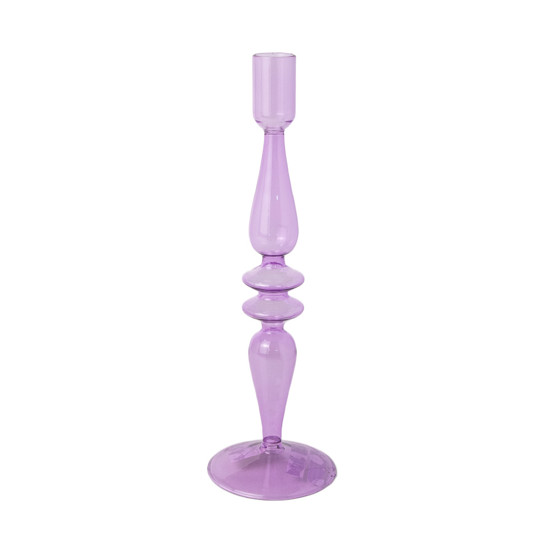 Imagem CASTIÇAL DECORATIVO EM VIDRO COR ROXO 9X2,5X29CM - GRILLO 58293