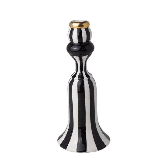Imagem CASTIÇAL PRETO E BRANCO DECORATIVO EM CERÂMICA 23X9X9 CM