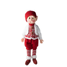 Imagem de DUENTE NATALINO DECORATIVO NA COR VERMELHO EM BRANCO EM PLÁSTICO E TECIDO 43X20X10 CM - Cromus Embalagens Ind. E Com. Ltda