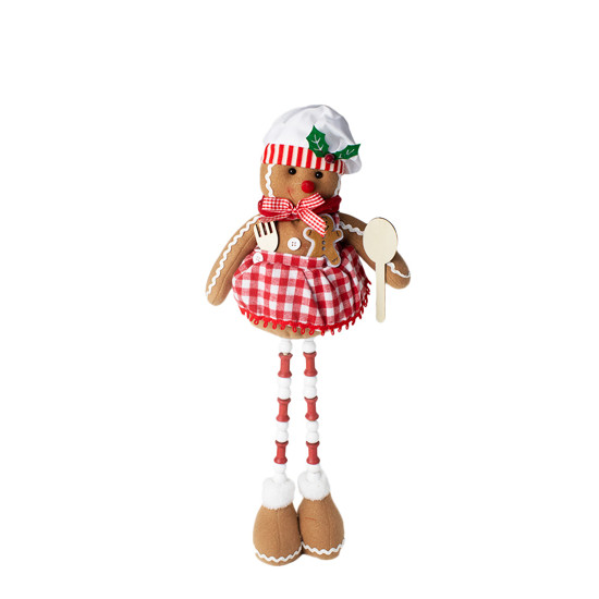 Imagem BONECO BISCOITO CONZINHEIRA  DE NATAL COR MARROM, VERMELHO E BRANCO 58CM 